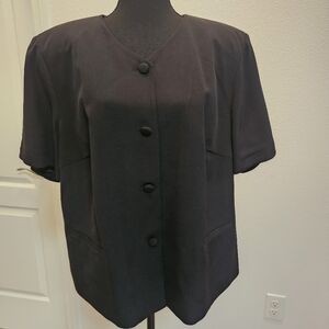 Talbots Black Silk Short Sleeve Jacket, Size 16W